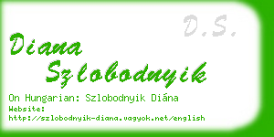 diana szlobodnyik business card